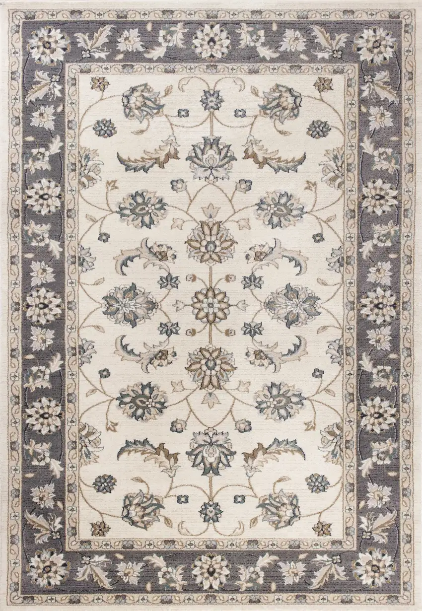 Ivory And Gray Floral Medallion Area Rug Photo 7