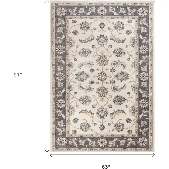Ivory And Gray Floral Medallion Area Rug Photo 3