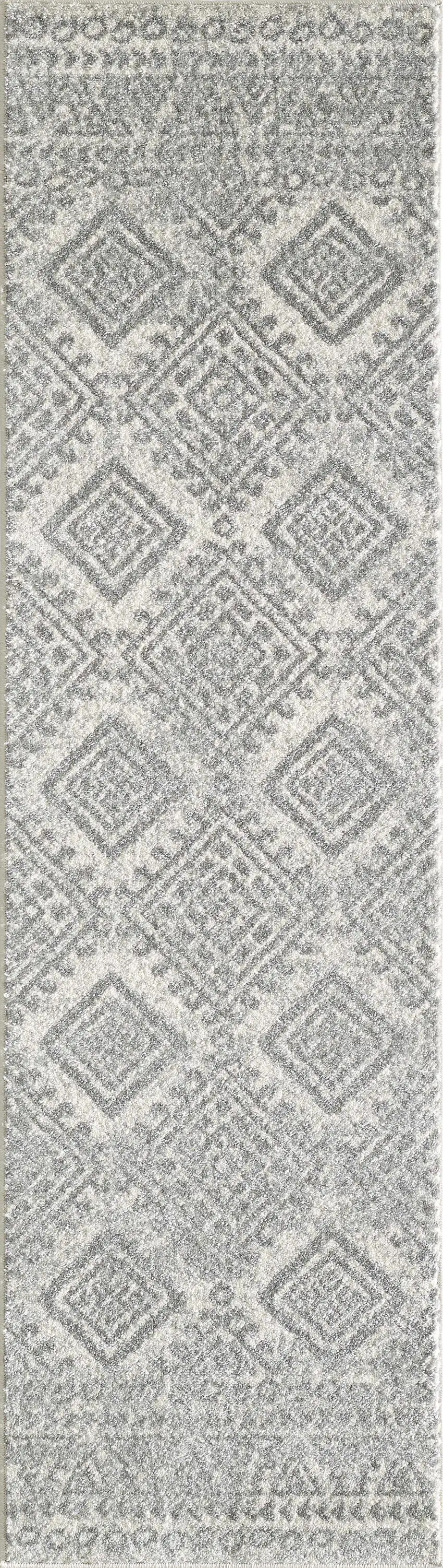 Ivory or Grey Geometric Diamonds Indoor Area Rug Photo 1