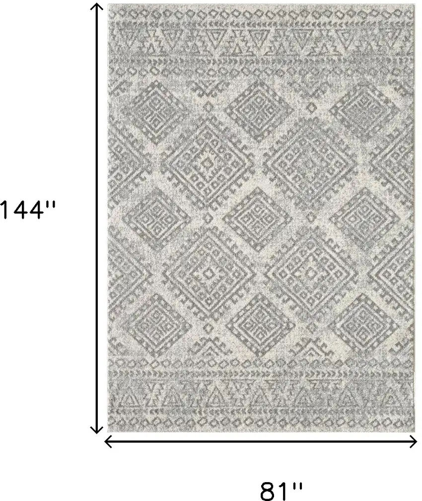 Gray and Ivory Geometric Area Rug Photo 3