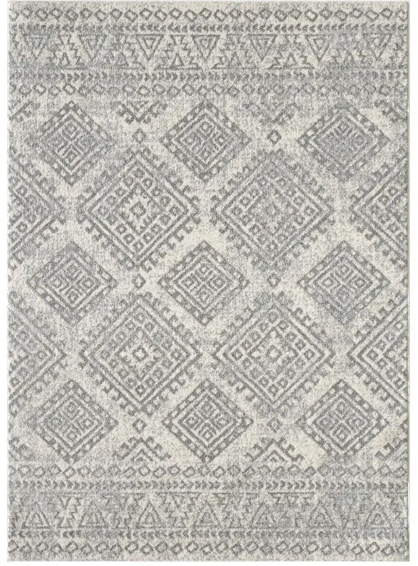 Ivory Or Grey Geometric Diamonds Indoor Area Rug Photo 2