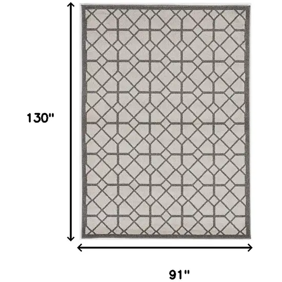 7' X 11' Ivory Or Grey Geometric Diamonds Indoor Outdoor Area Rug Photo 5
