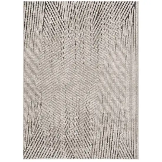 Gray And Ivory Geometric Area Rug Photo 2