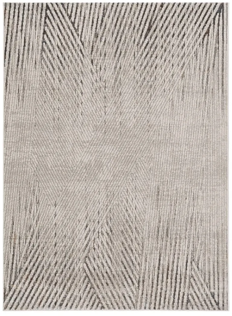 Ivory or Grey Geometric Lines Area Rug Photo 2