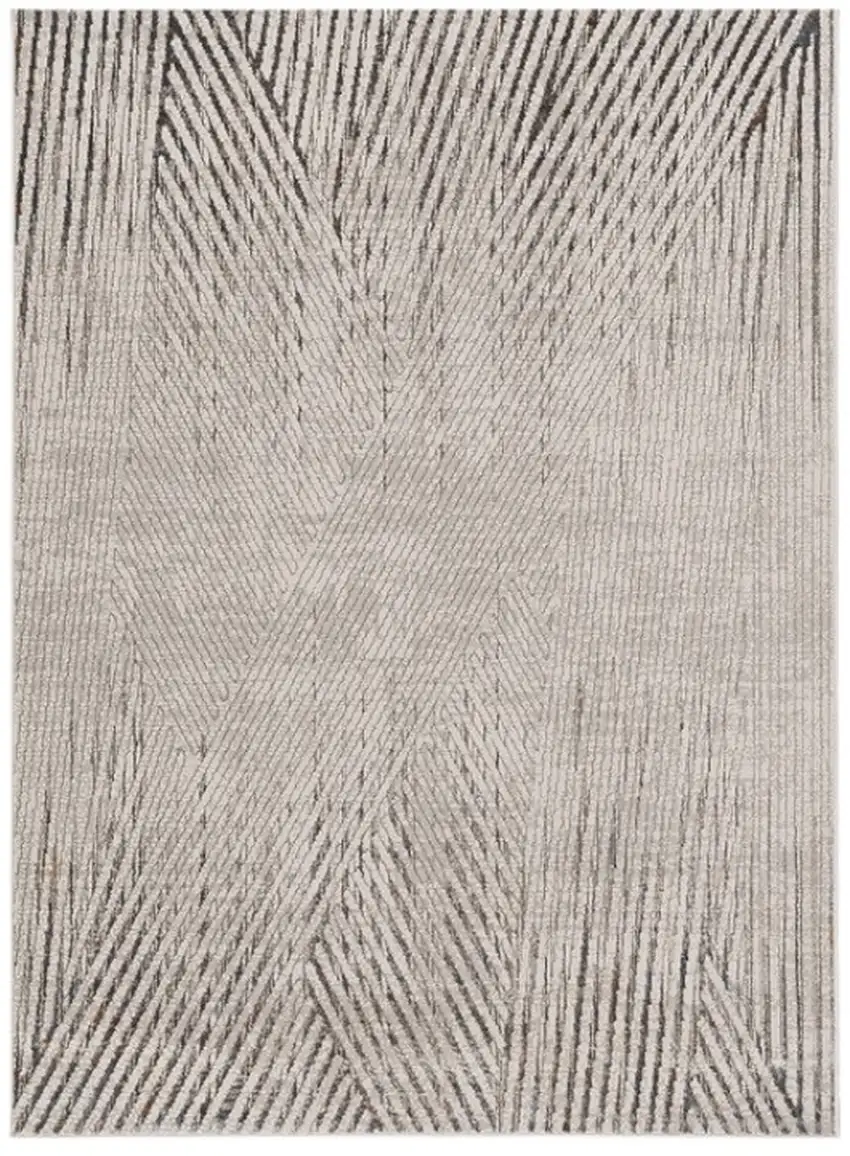 Gray And Ivory Geometric Area Rug Photo 2