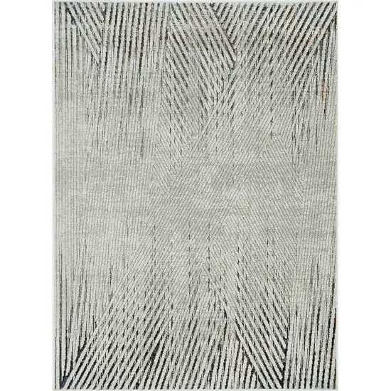 Ivory or Grey Geometric Lines Area Rug Photo 2