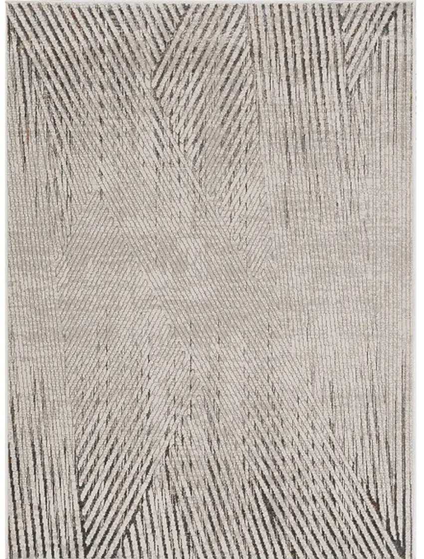 Ivory Or Grey Geometric Lines Area Rug Photo 4