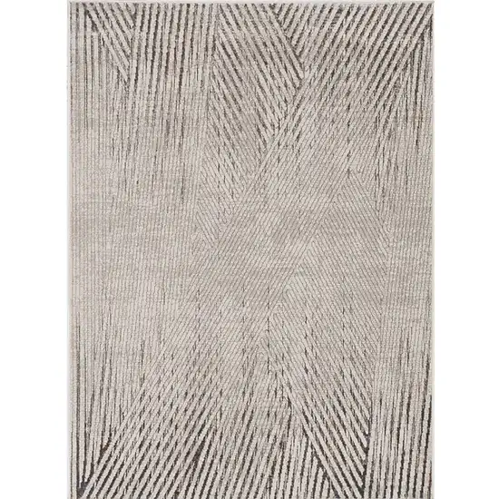 Ivory Or Grey Geometric Lines Area Rug Photo 7
