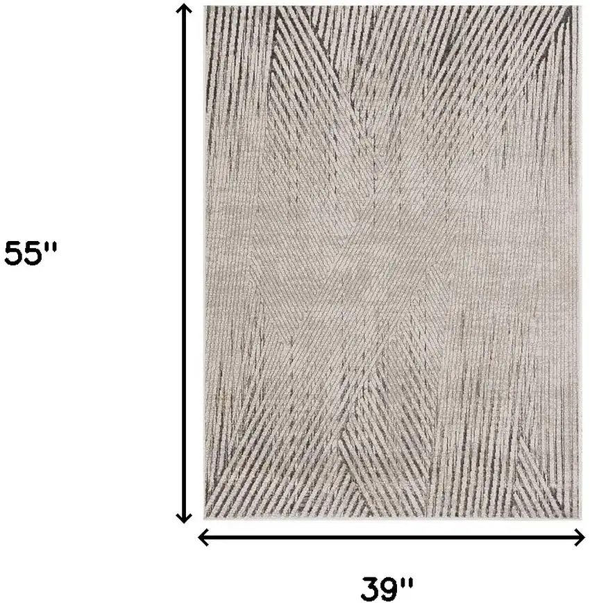 Ivory Or Grey Geometric Lines Area Rug Photo 3