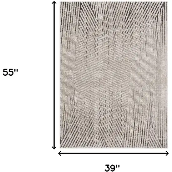 Ivory Or Grey Geometric Lines Area Rug Photo 3