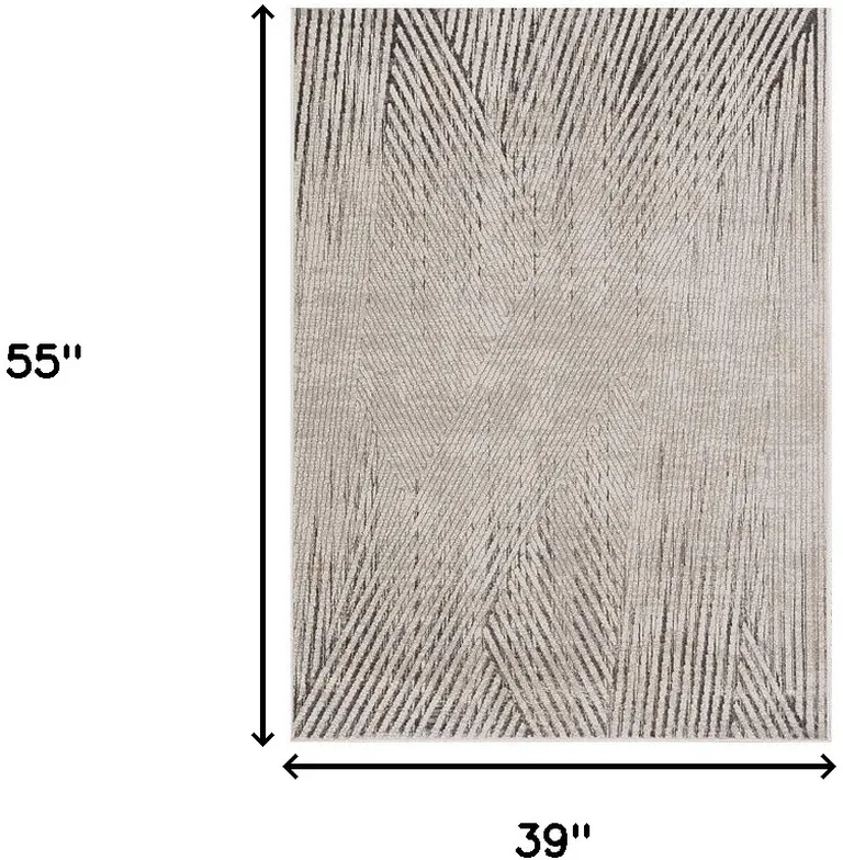 Ivory or Grey Geometric Lines Area Rug Photo 3