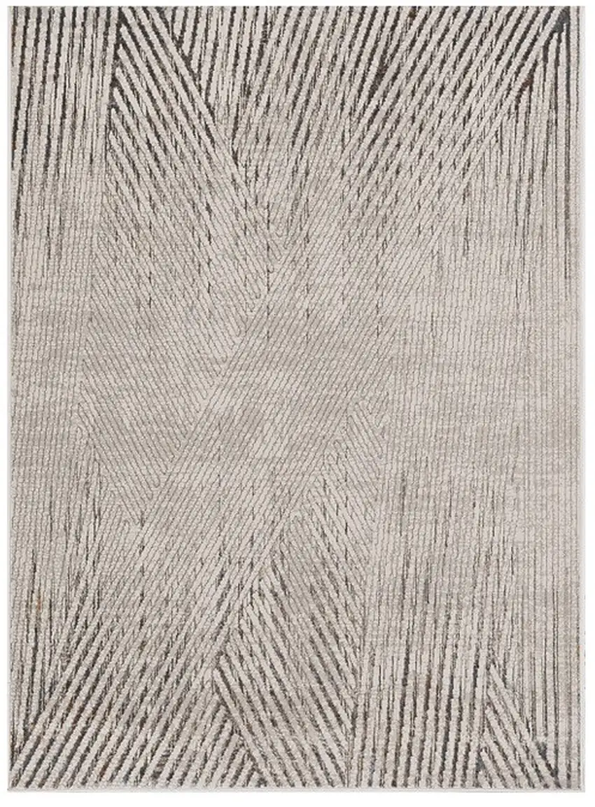 Ivory Or Grey Geometric Lines Area Rug Photo 2