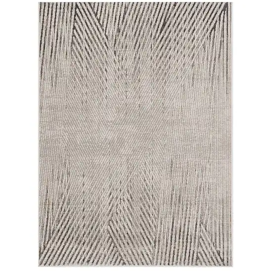 Ivory Or Grey Geometric Lines Area Rug Photo 2