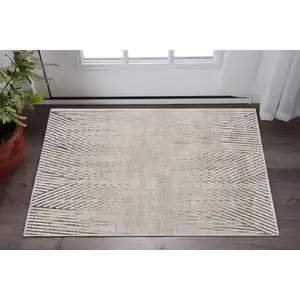 Photo of Ivory or Grey Geometric Lines Area Rug