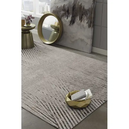 Gray And Ivory Geometric Area Rug Photo 7