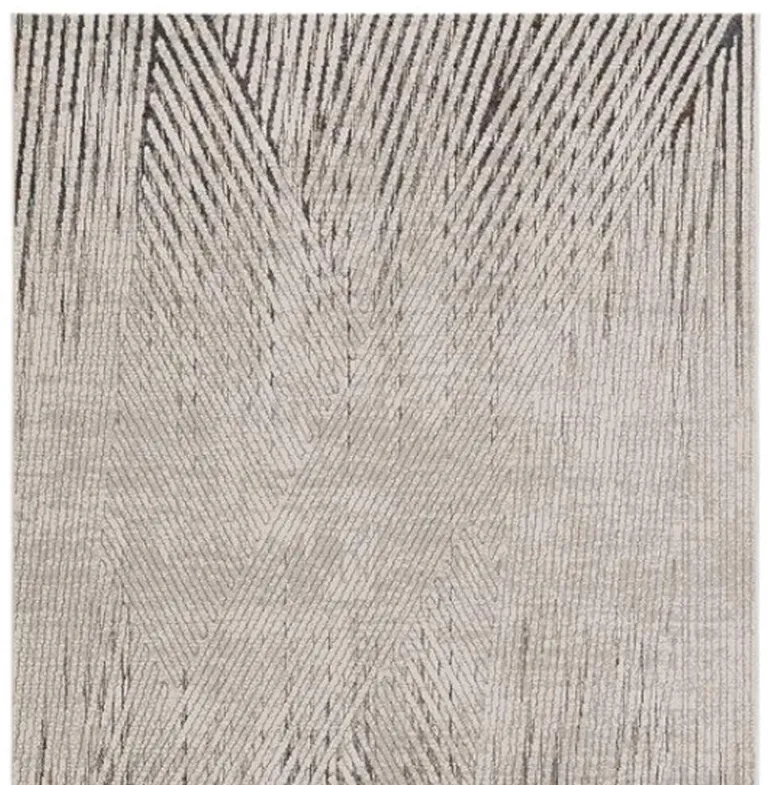 Ivory or Grey Geometric Lines Area Rug Photo 4