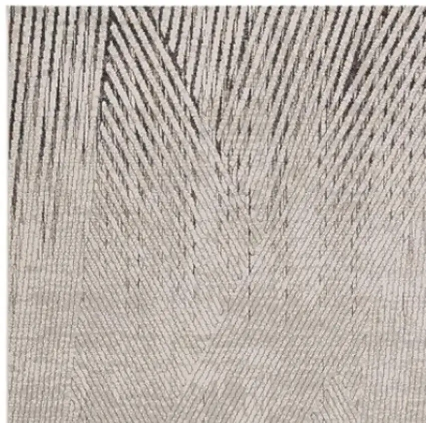 Gray And Ivory Geometric Area Rug Photo 5