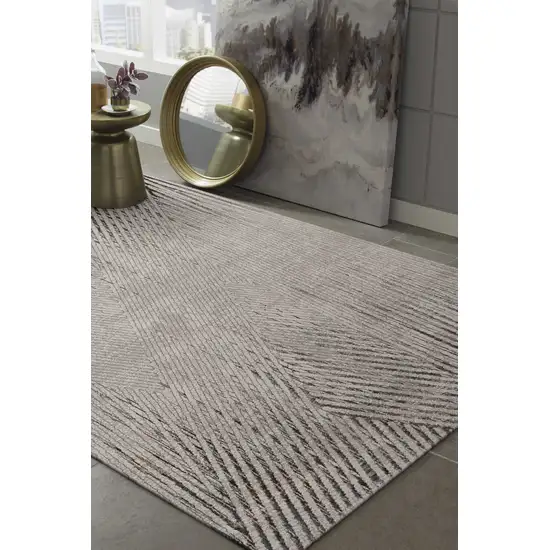 Gray And Ivory Geometric Area Rug Photo 6