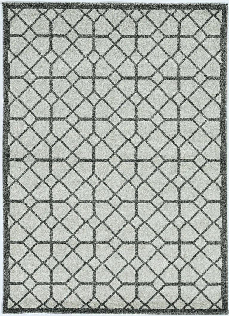 Ivory or Grey Geometric Tiles Area Rug Photo 1
