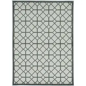 Photo of Ivory or Grey Geometric Tiles Area Rug