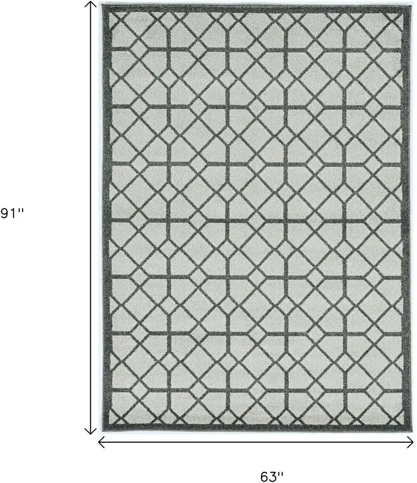 Ivory Or Grey Geometric Tiles Area Rug Photo 5