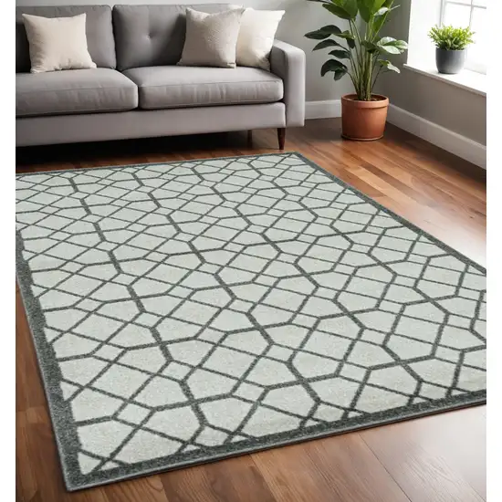 Ivory Or Grey Geometric Tiles Area Rug Photo 2