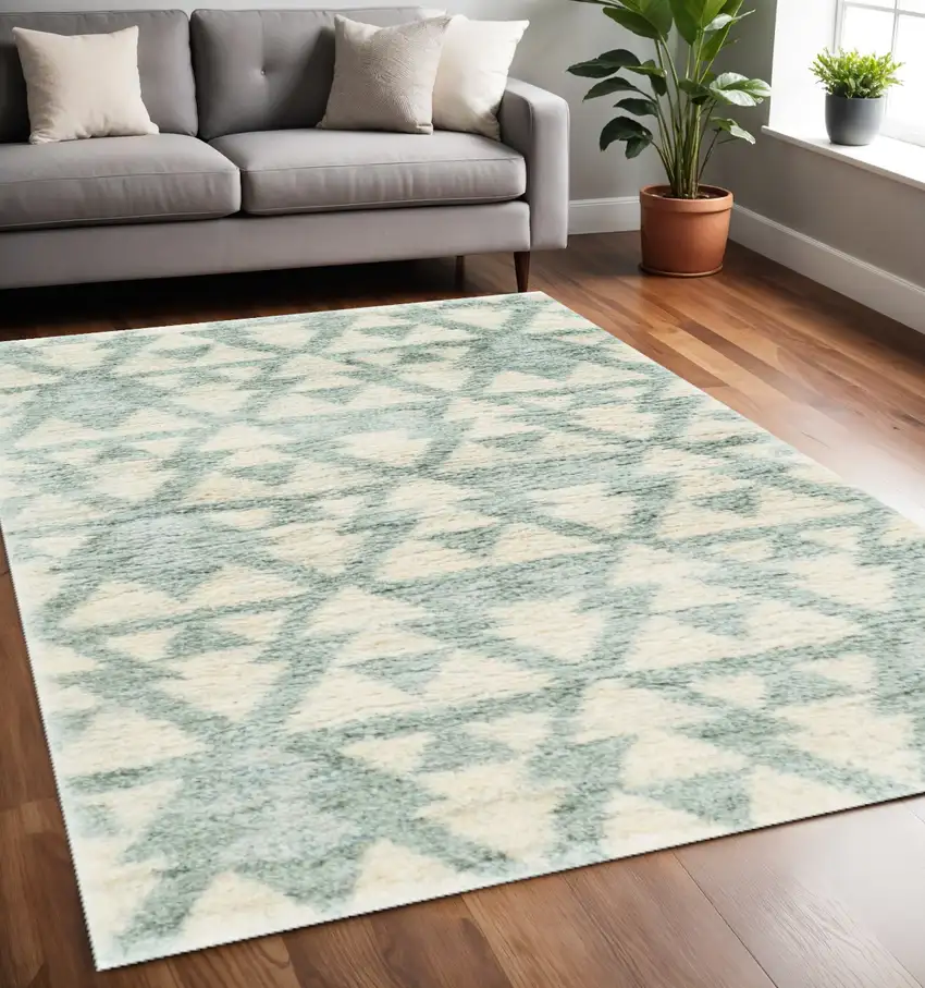 Ivory And Gray Geometric Area Rug Photo 1