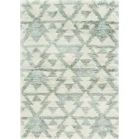 Photo of Ivory or Grey Geometric Triangles Area Rug