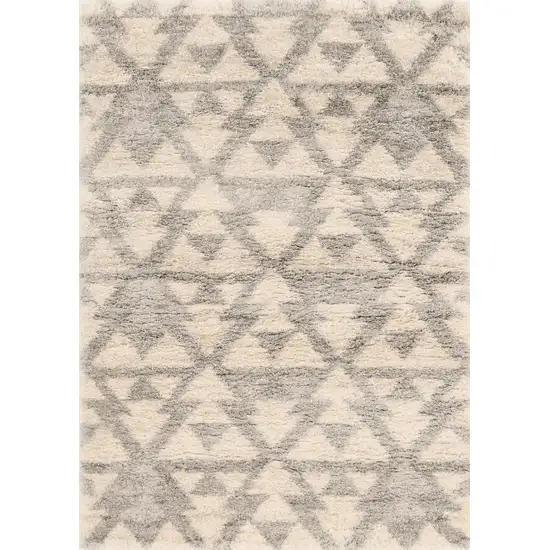 Ivory And Gray Geometric Distressed Area Rug Photo 2