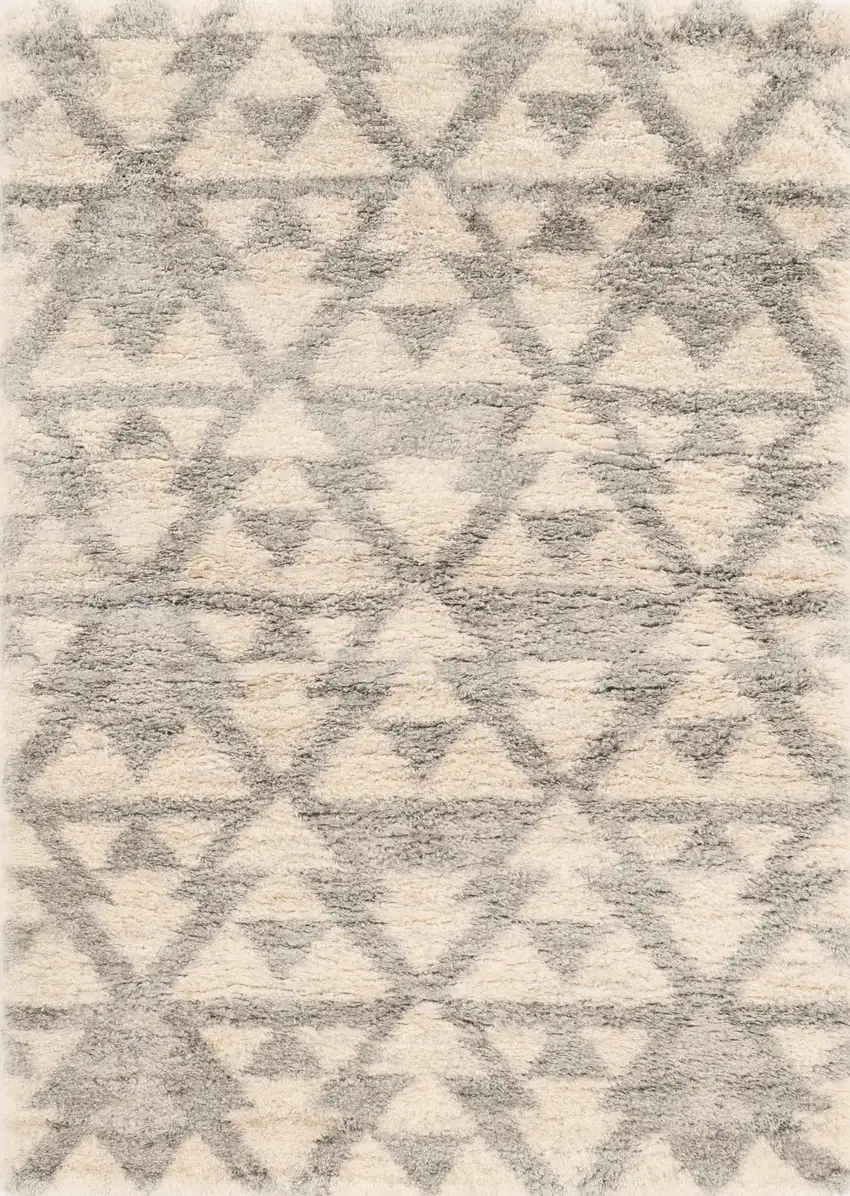 Ivory And Gray Geometric Distressed Area Rug Photo 2