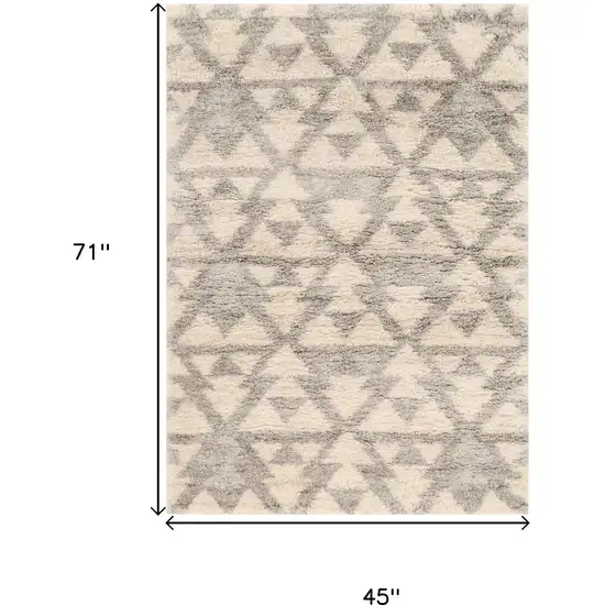 Ivory And Gray Geometric Distressed Area Rug Photo 3