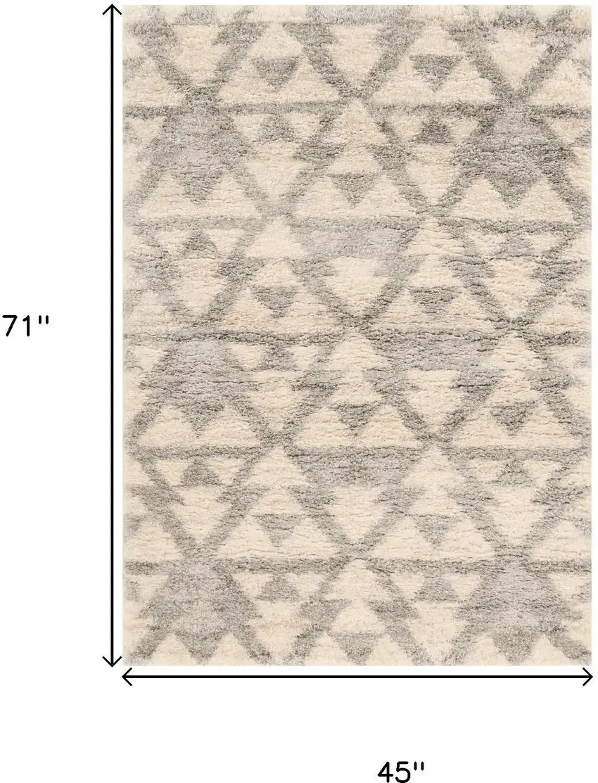 Ivory And Gray Geometric Distressed Area Rug Photo 3