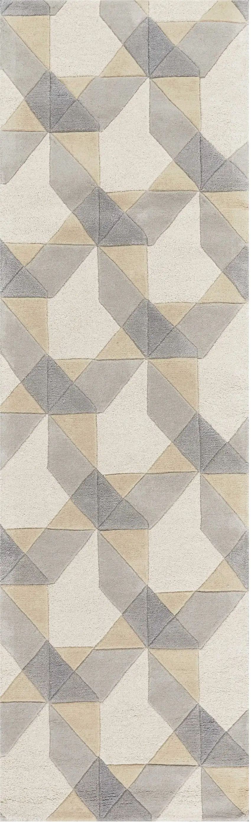 2' X 7' Ivory Or Grey Geometric Wool Runner Rug Photo 2