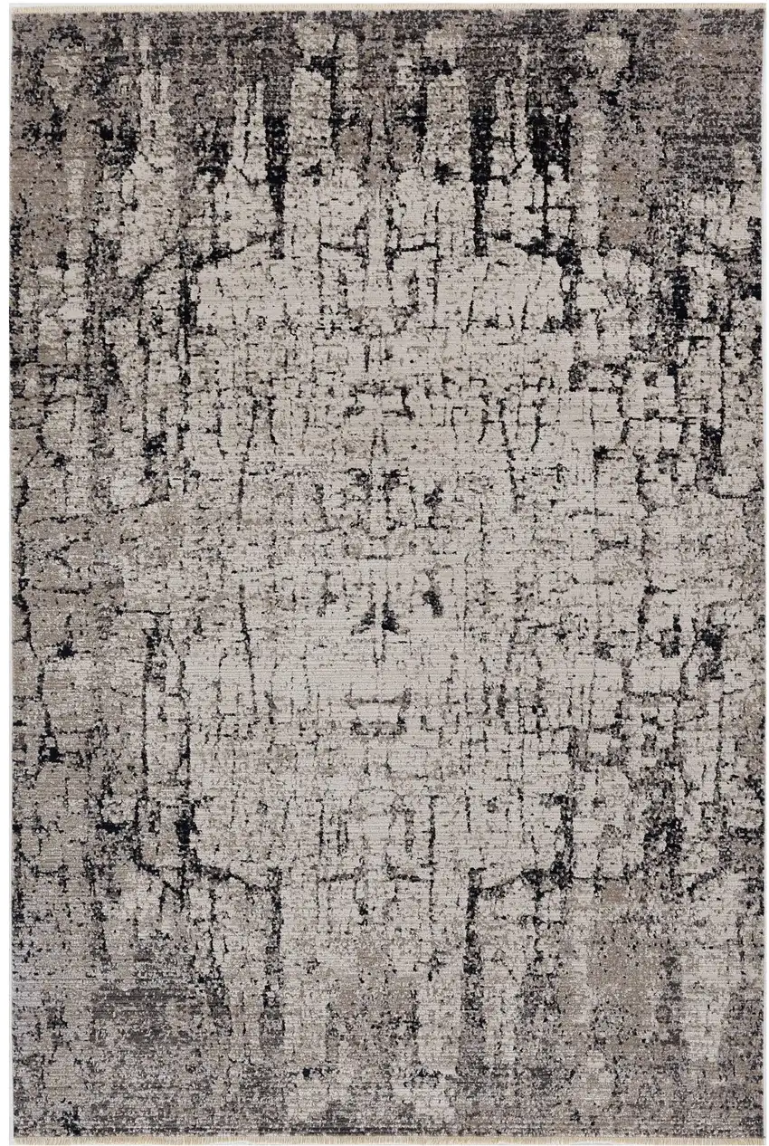 94 X 130 Ivory Or Grey Polyester Rug Photo 2
