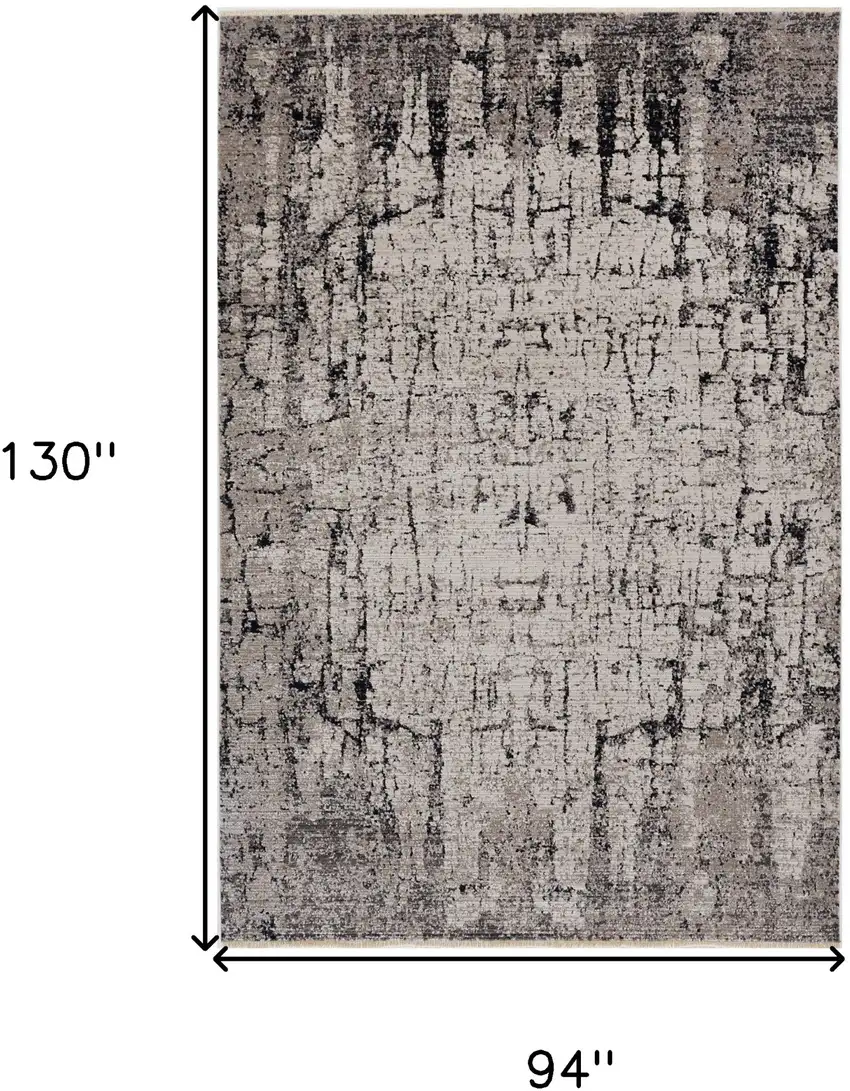 94 X 130 Ivory Or Grey Polyester Rug Photo 3