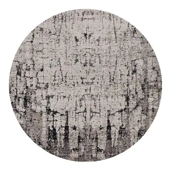8' Gray and Ivory Round Area Rug Photo 2
