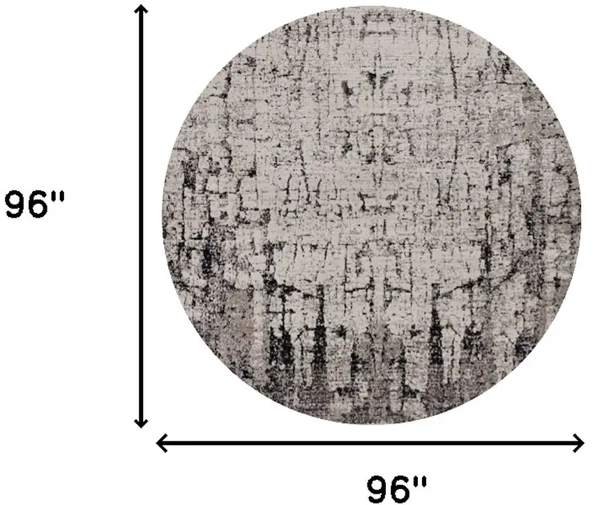 8' Gray and Ivory Round Area Rug Photo 3