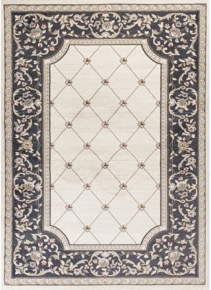 Gray and Ivory Trellis Area Rug Photo 2