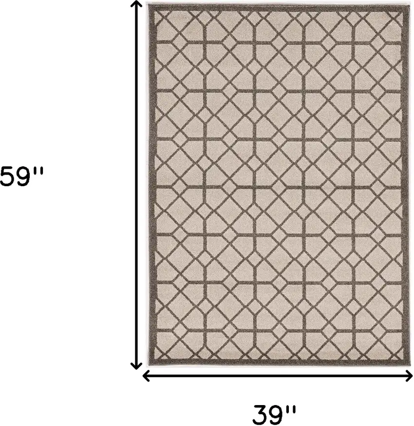 Ivory Or Grey Polypropylene Rug Photo 3
