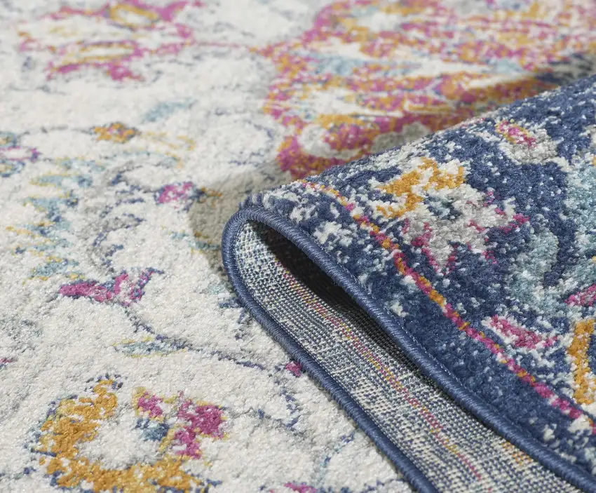 Ivory and Blue Area Rug Photo 5