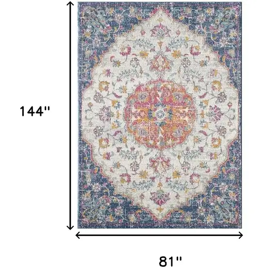 Ivory and Blue Area Rug Photo 3