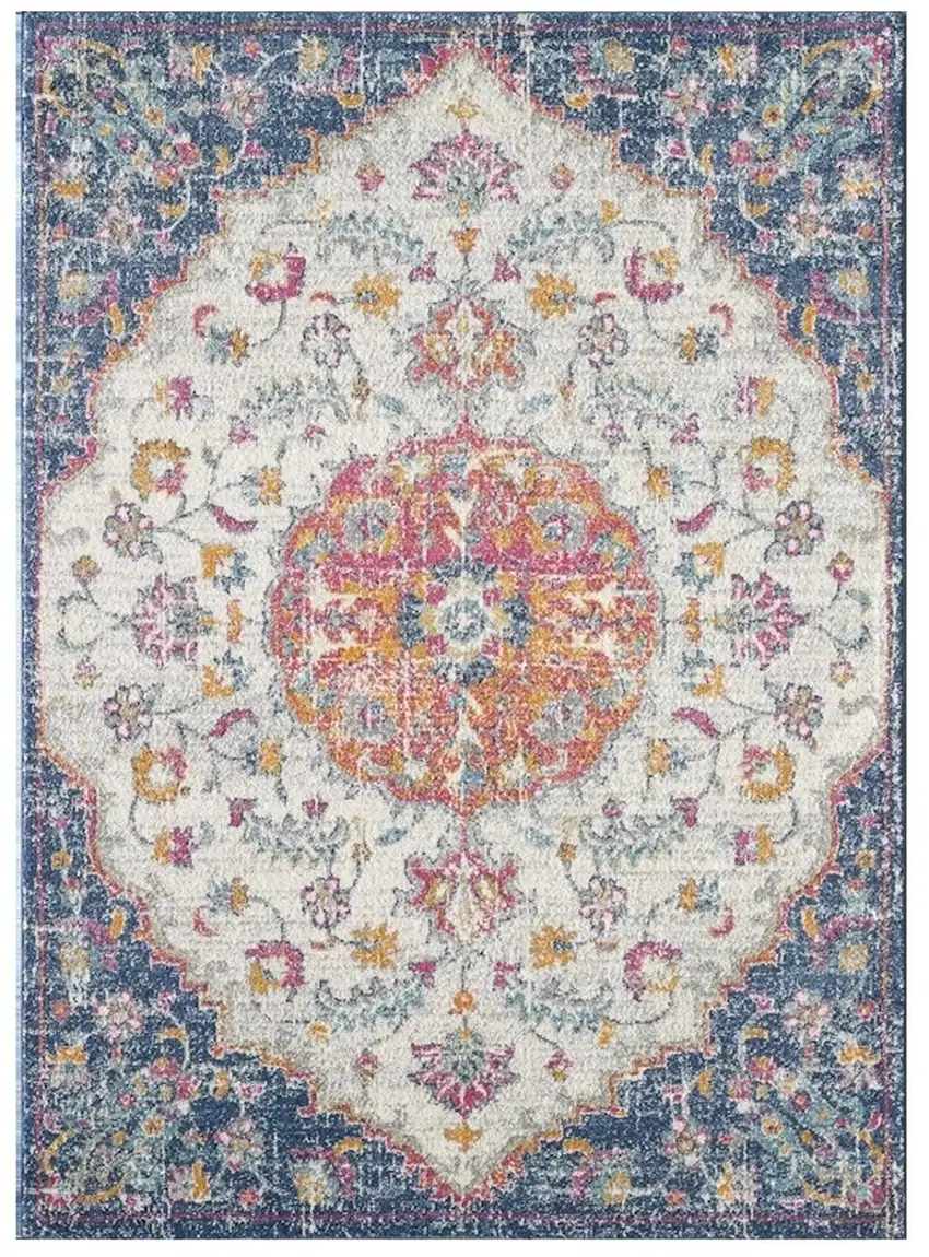 Ivory and Blue Area Rug Photo 2