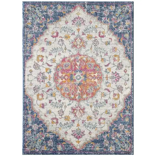 Ivory and Blue Area Rug Photo 2