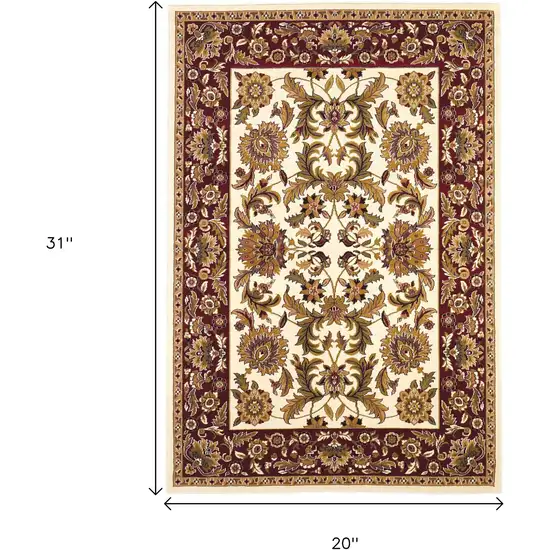 Ivory Red And Orange Floral Medallion Area Rug Photo 2