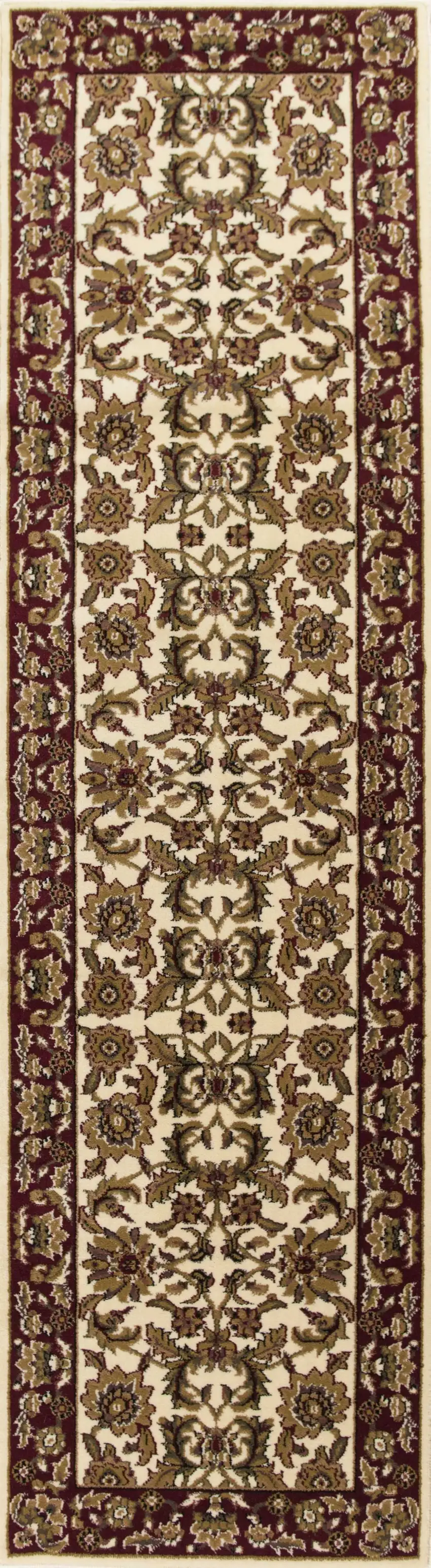Ivory or Red Traditional Bordered Runner Rug Photo 4