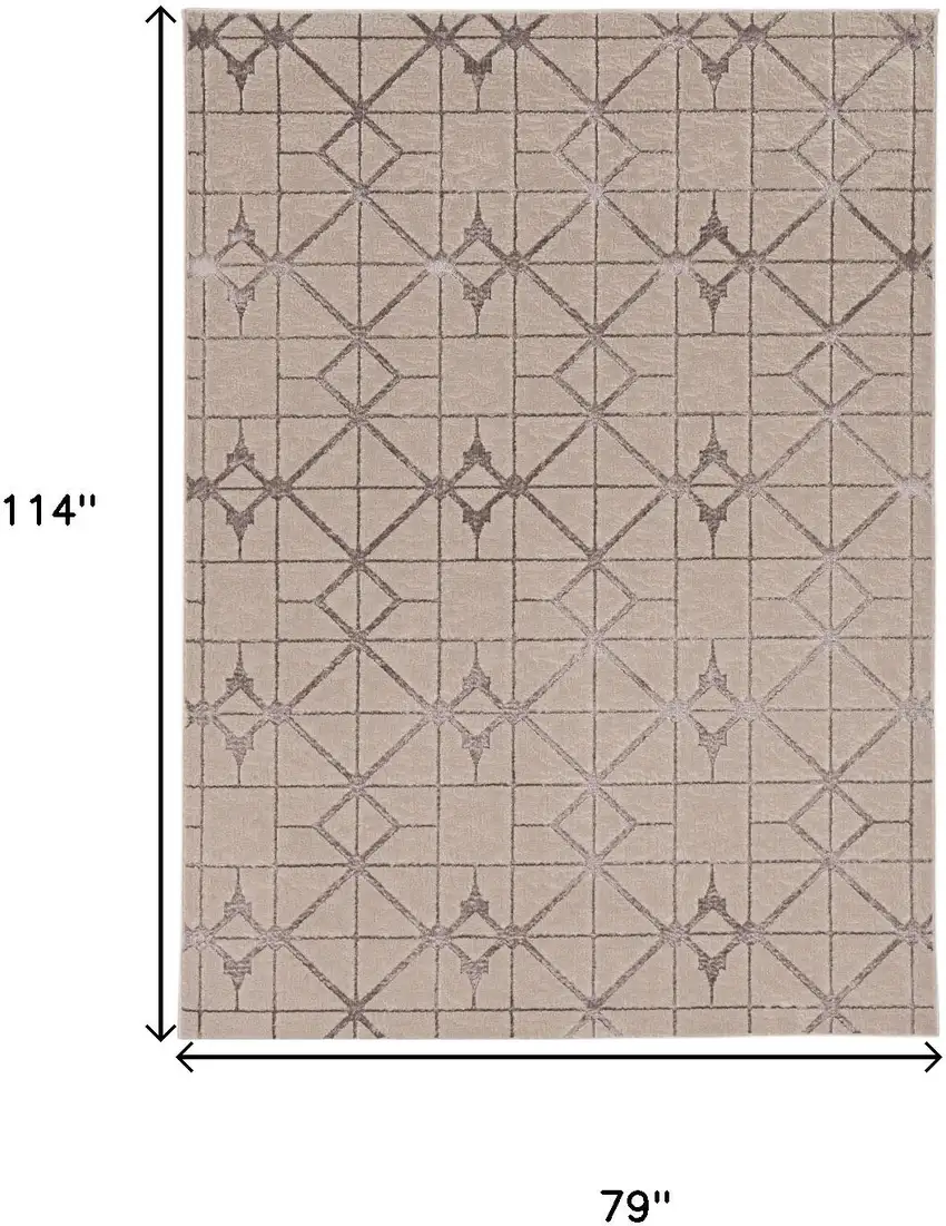 Ivory And Brown Geometric Area Rug Photo 4