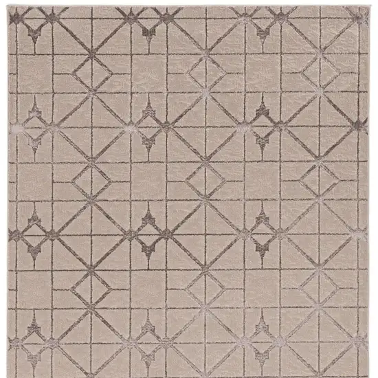 Ivory And Brown Geometric Area Rug Photo 6