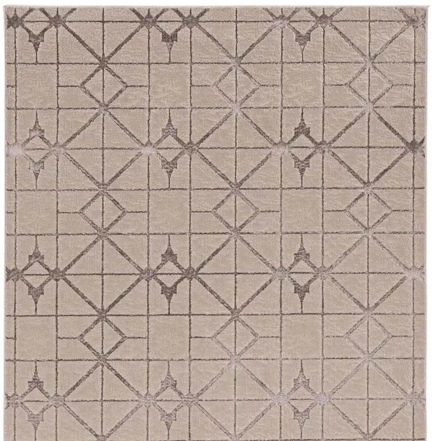 Ivory And Brown Geometric Area Rug Photo 6