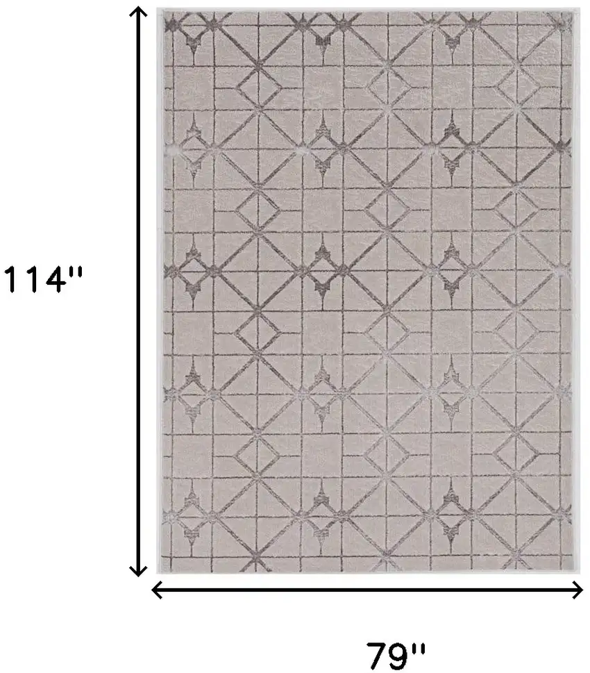 79 X 114 Ivory Or Silver Polypropylene Or Polyester Rug Photo 3