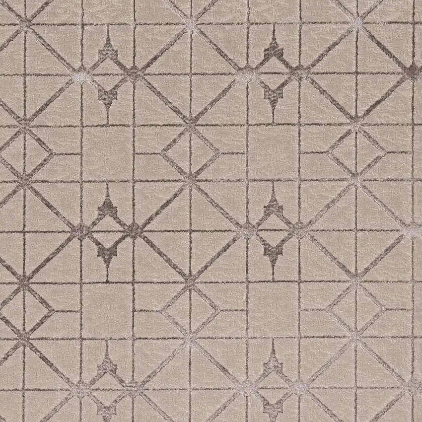 Ivory And Brown Geometric Area Rug Photo 5